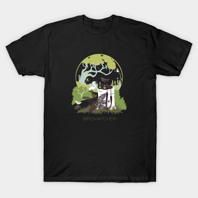 Birdwatcher (greens) T-Shirt by JadaFitch